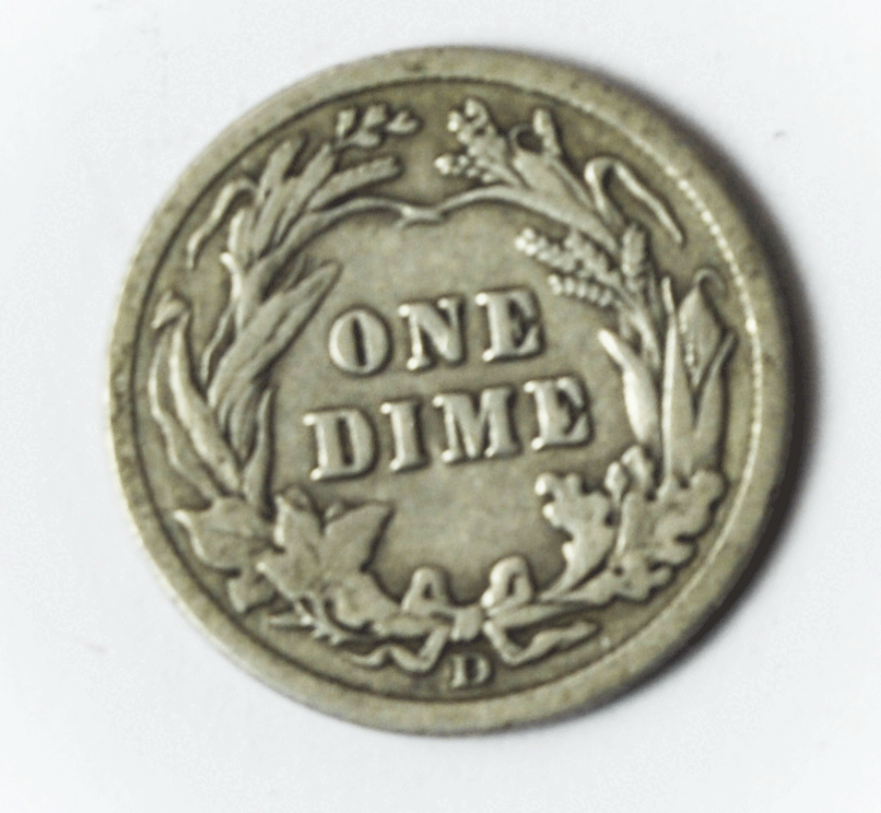 1911 D 10c Barber Silver Ten Cents Dime US Denver