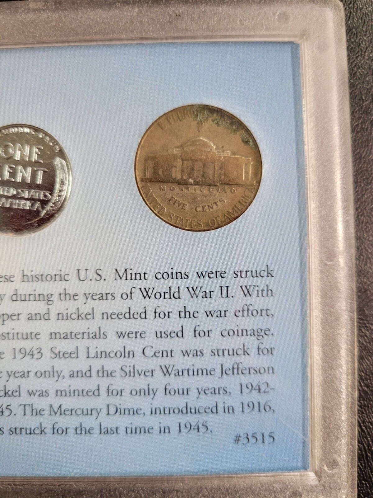 WWII Unique Obselete Coinage Mercury Dime, Steel Penny, Silver Wartime Nickel