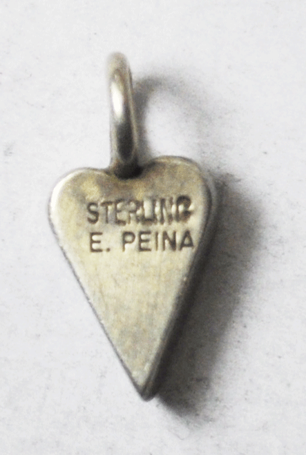 Sterling Silver Green MOP E Peina Heart Charm Pendant 18mm x 9mm