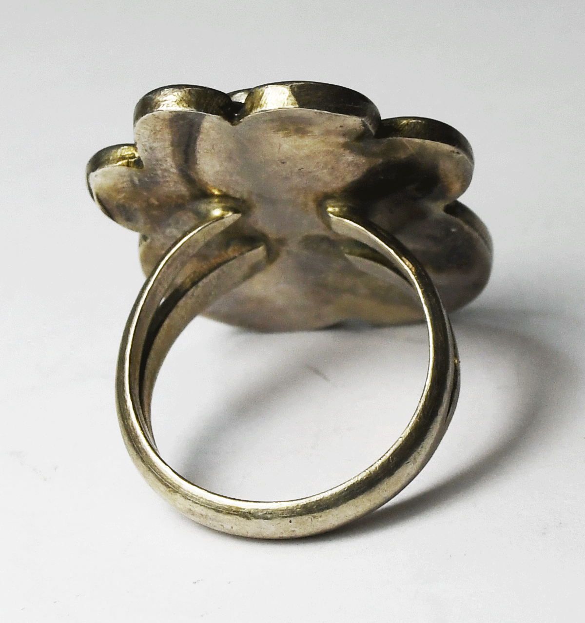 Sterling Silver Oval MOP Mother of Pearl Antique 27mm Ring Size 7-1/2