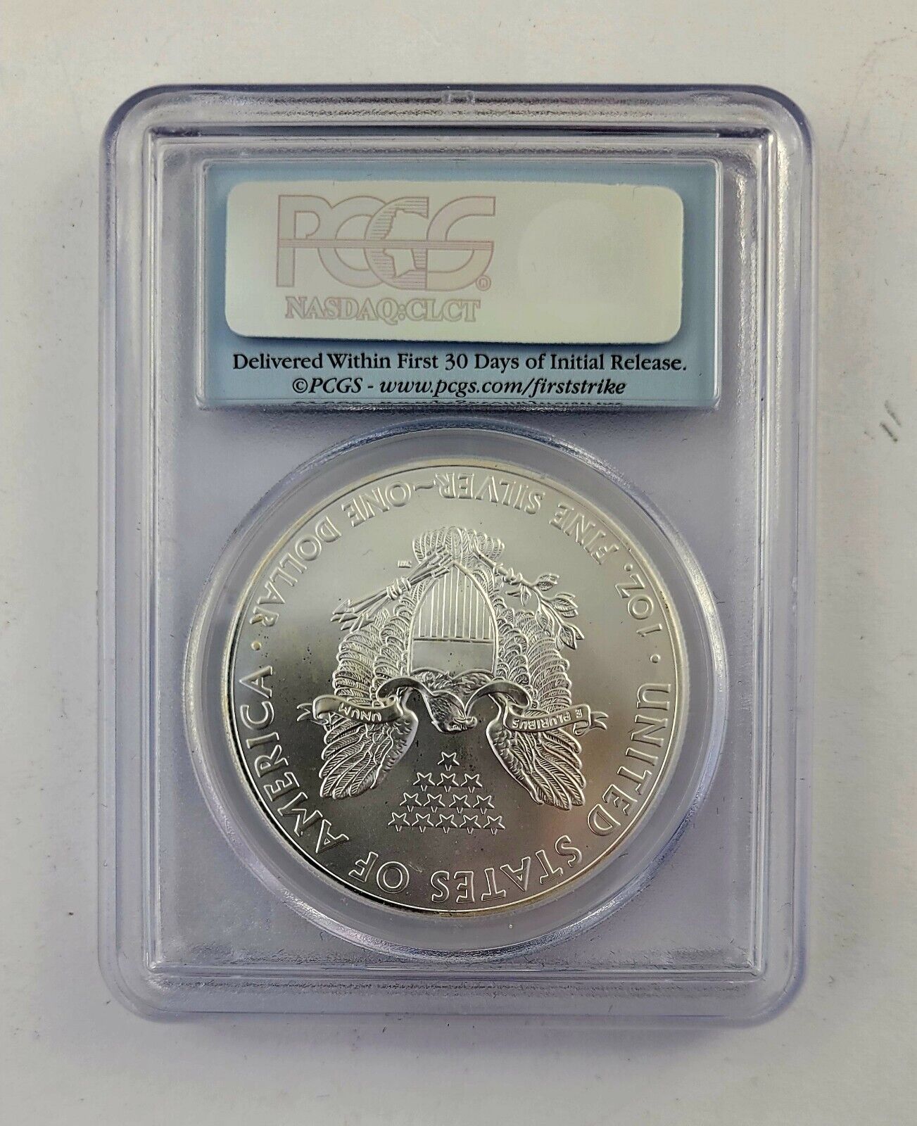 2014 (S) Silver Eagle PCGS MS70 First Strike Struck At San Francisco Flag Label