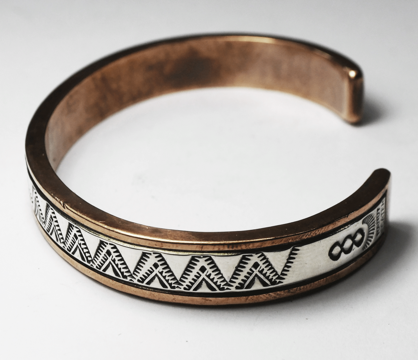 Sterling Silver & Copper Randy Secatero Cuff Bracelet 10mm 7.25" Wrist