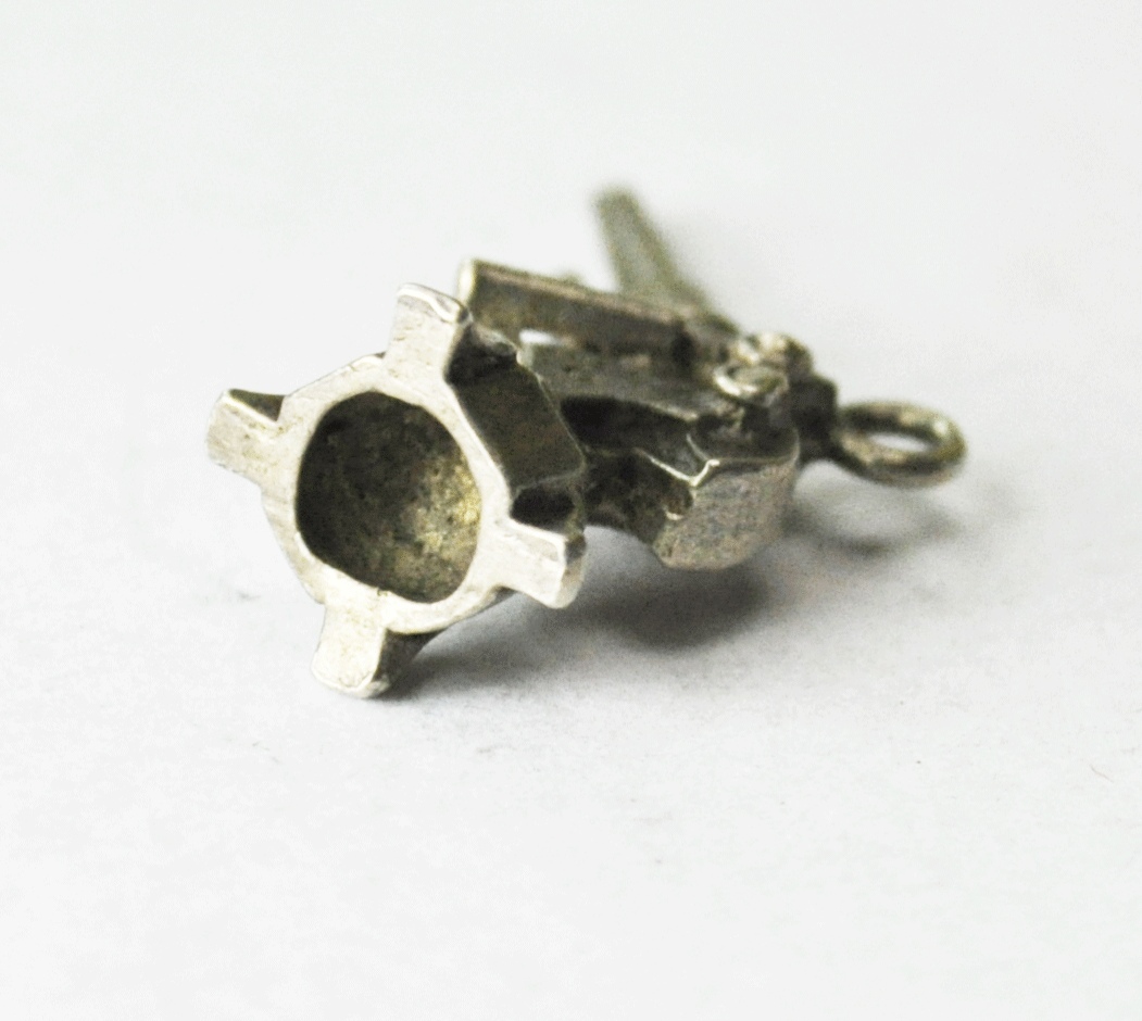 Sterling Silver Mortar Field Cannon Charm Military 27mm x 13mm