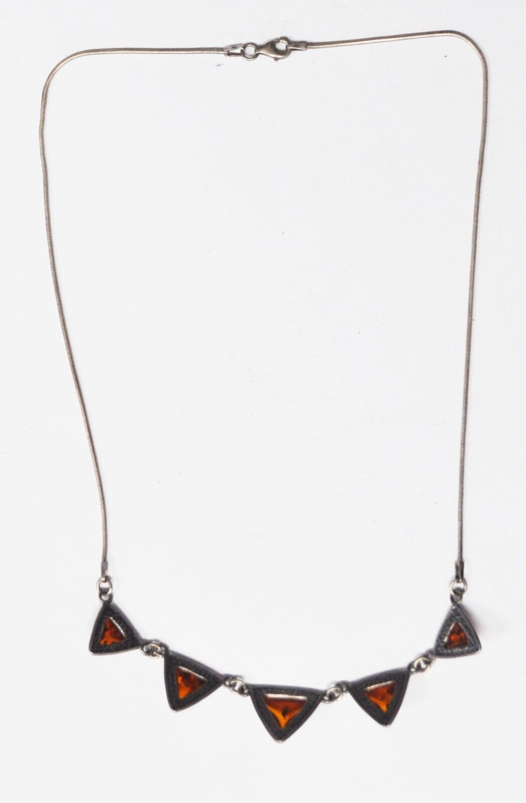 Sterling Silver Faux Amber Five Triangle 16mm Necklace 19"