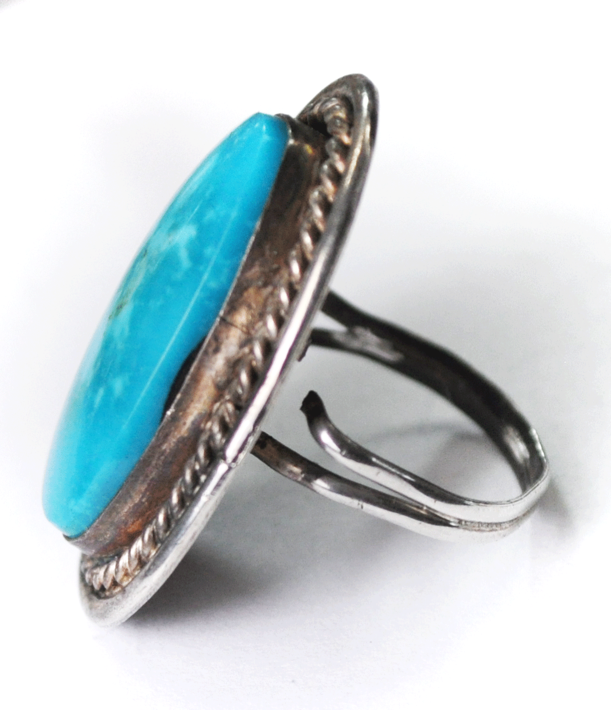 Sterling Silver Oval Bright Blue Turquoise 31mm Size 6 Ring