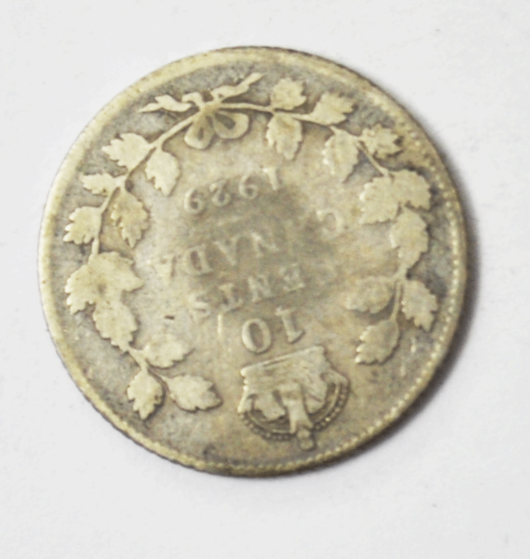 1929 Canada 10 Silver Ten Cents Dime KM# 23a