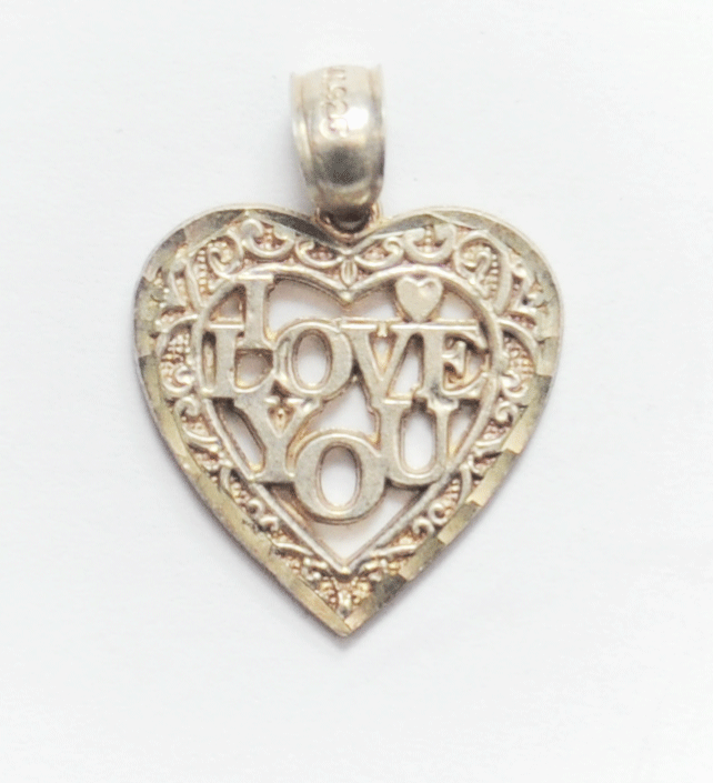 Sterling I Love You Cut Out Small Heart Pendant 22mm x 18mm CAL