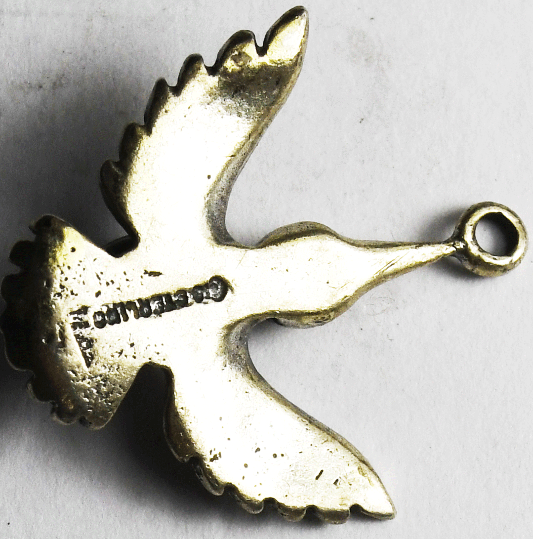Sterling Silver Vintage Turquoise Harvey Era Maisels Hummingbird Charm 23x21mm