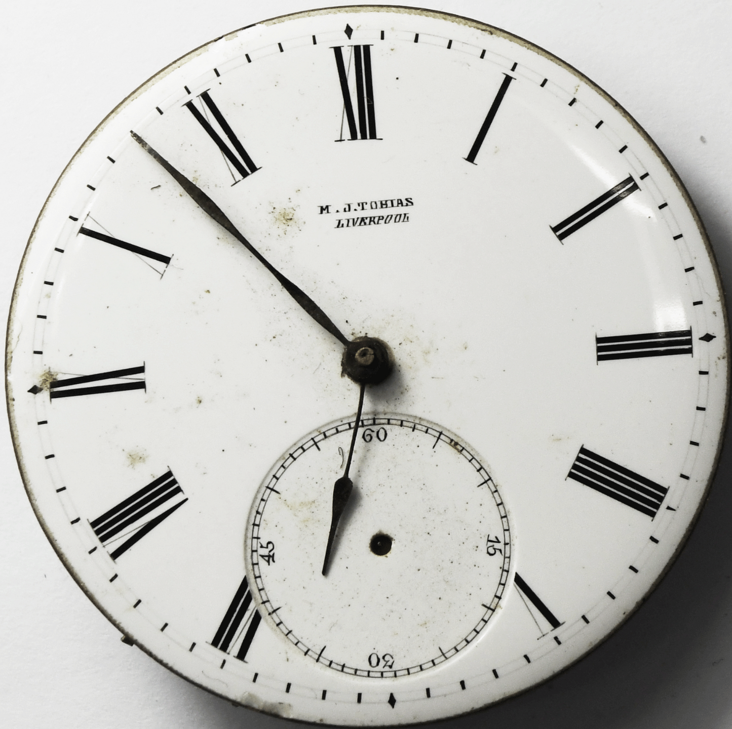 MJ Tobias Pocket Watch Movement Not Running 47mm Liver Pool