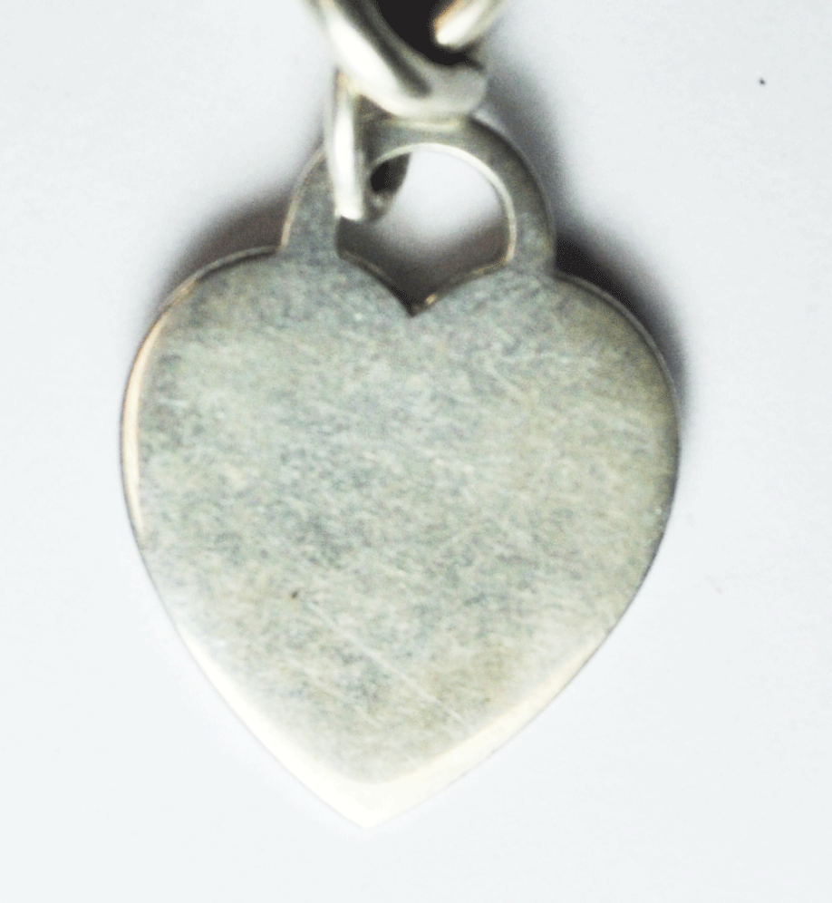 Sterling Silver Tiffany & Co 10mm Link Necklace 16" 27mm Heart Charm Tag