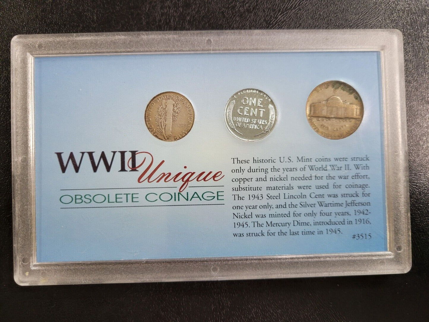 WWII Unique Obselete Coinage Mercury Dime, Steel Penny, Silver Wartime Nickel