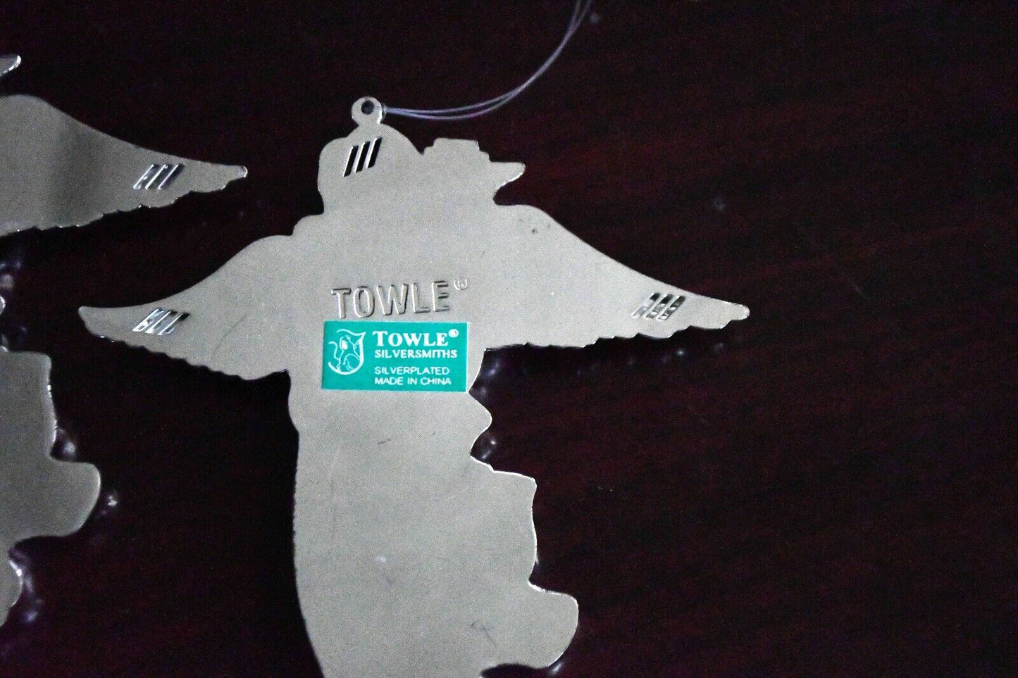 Vintage Set of 6 Towle Silver Plate Angels Playing Harps Christmas Ornaments