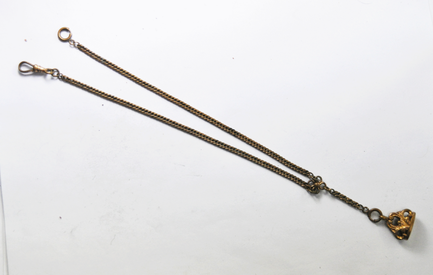 Vintage Gold Filled 2.5mm Pocket Watch 15.5" Chain Victorian Fob 20mm