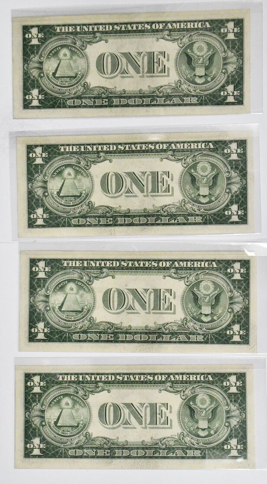 4 1935 D $1 Silver Certificate Notes Sequential S86239928F-31F Uncirculated