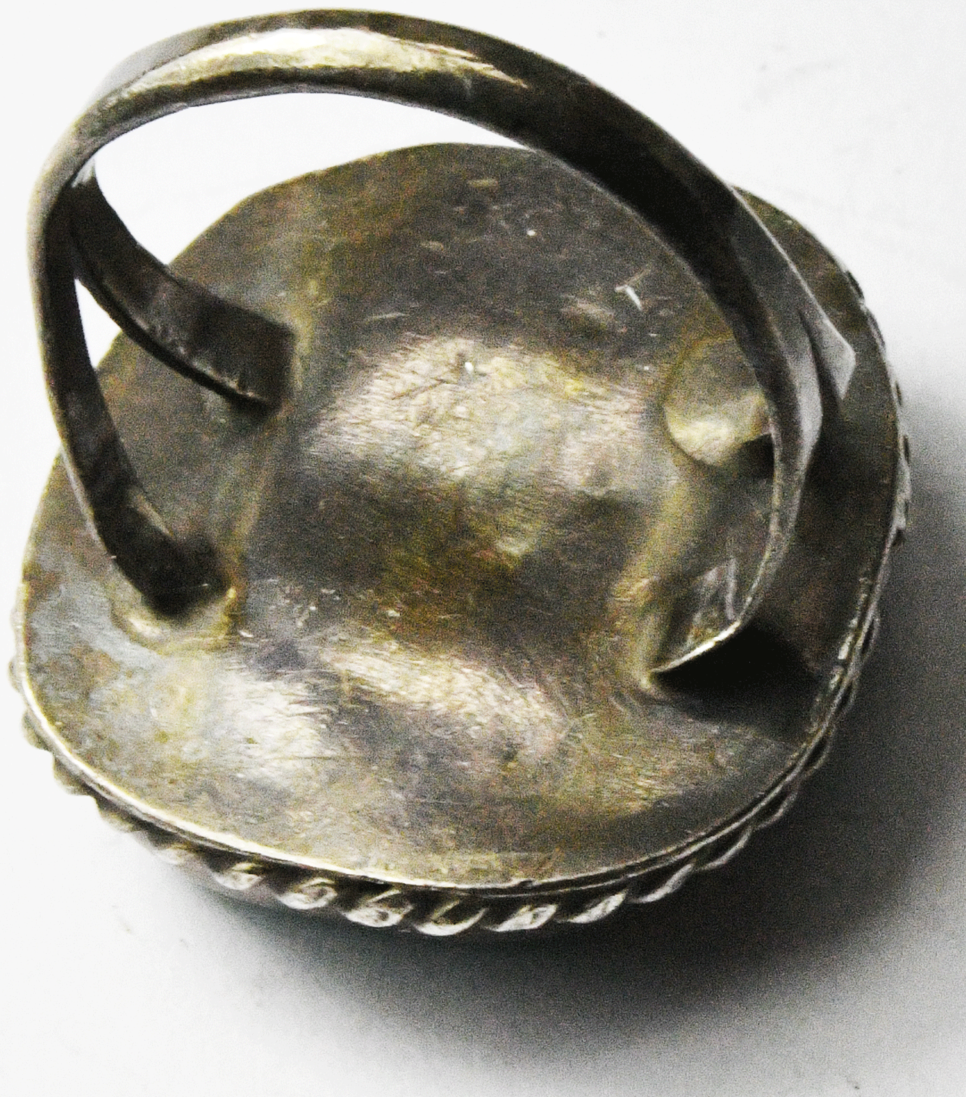 Antique Sterling Azurite Blue Green Ring 27mm Size 6