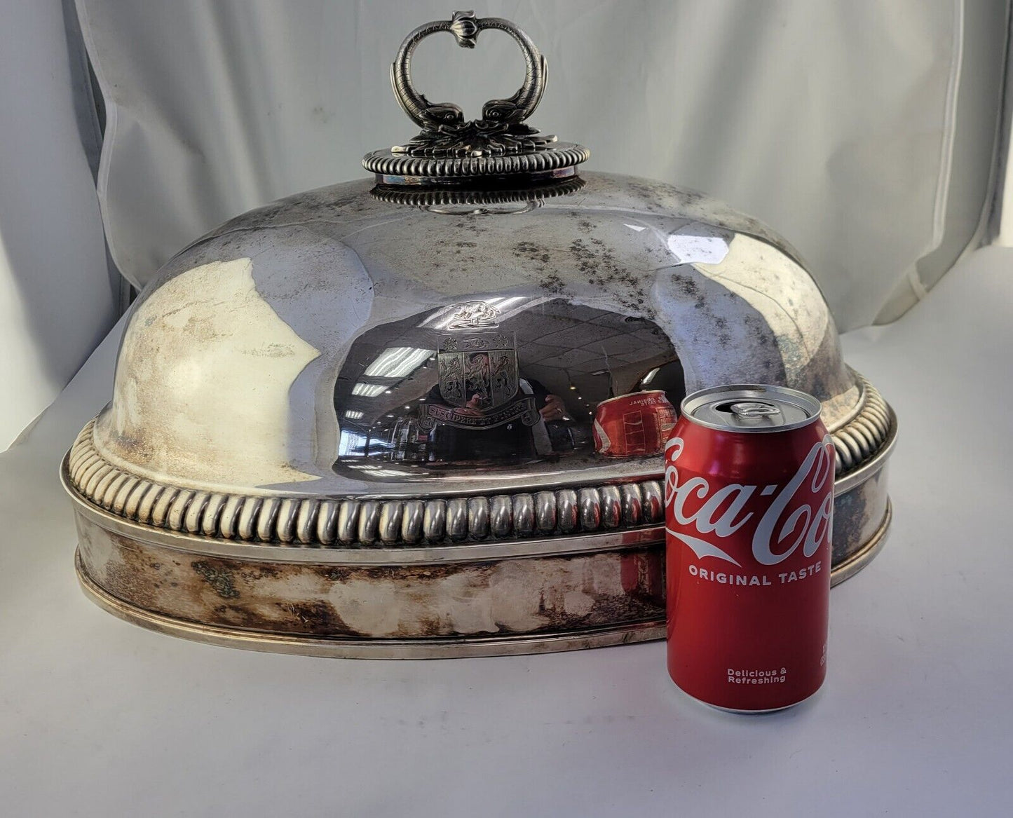 Antique Huge 18” Victorian Game Cover Food Meat Dome Silver Plated Centerpiece