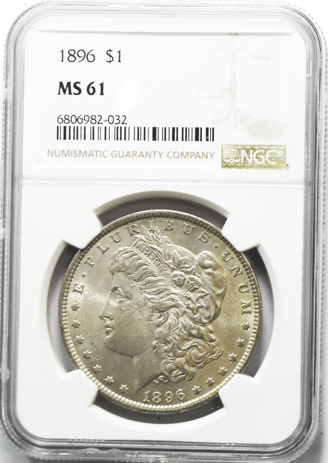 1896 $1 Morgan Silver Dollar MS61 NGC Uncirculated Philadelphia