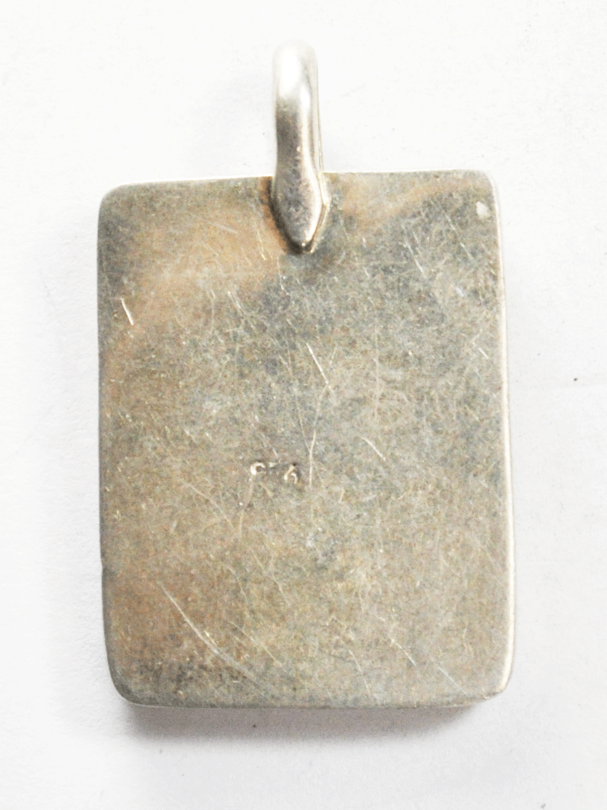 Sterling Silver Rectangle MOP Black Onyx Dot Inlay Domino Pendant 40mm x 25mm