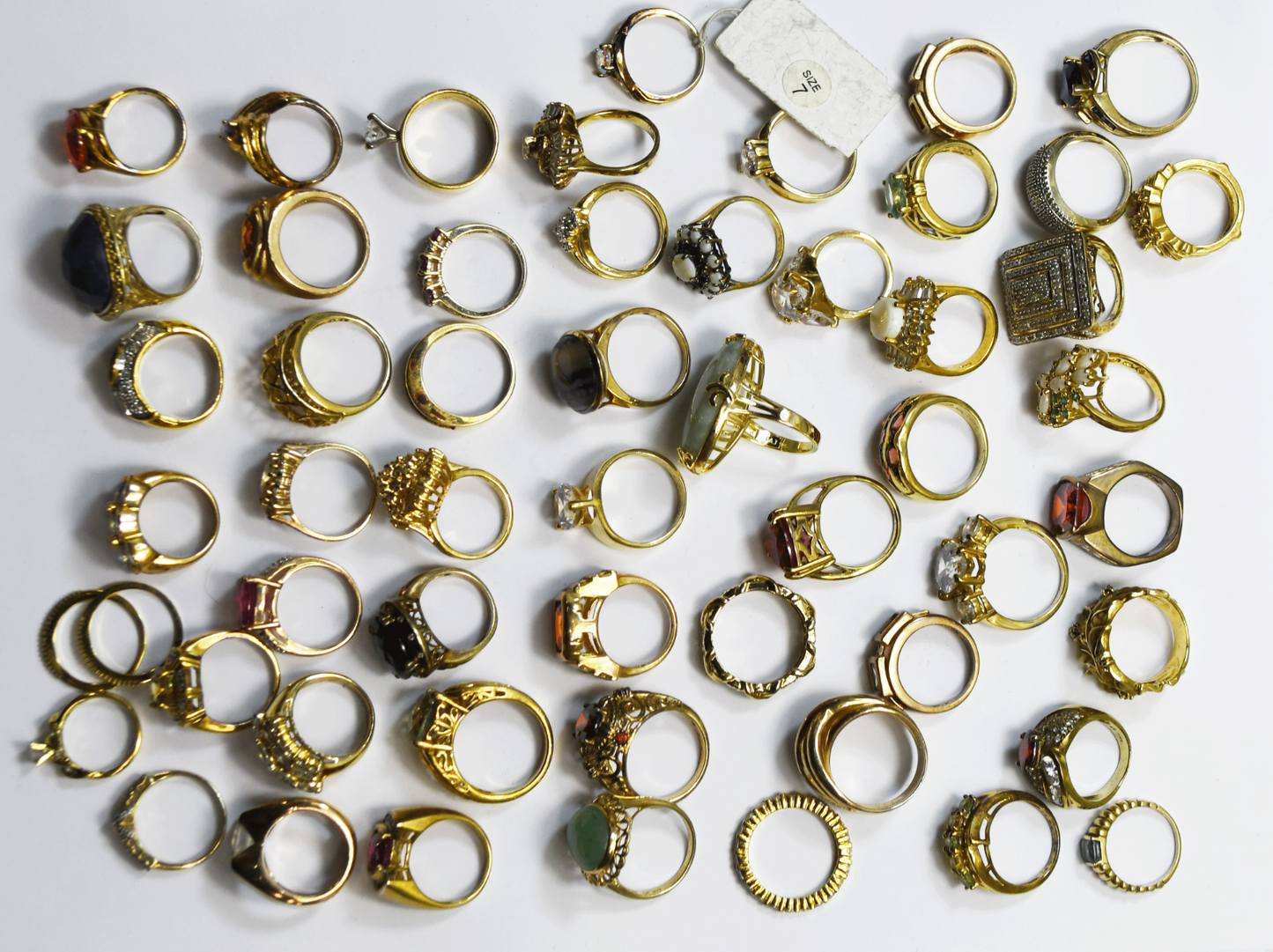 Lot of 55 Sterling Silver Rings Modern Gold Tone & Plated 382g 2 Have Diamonds