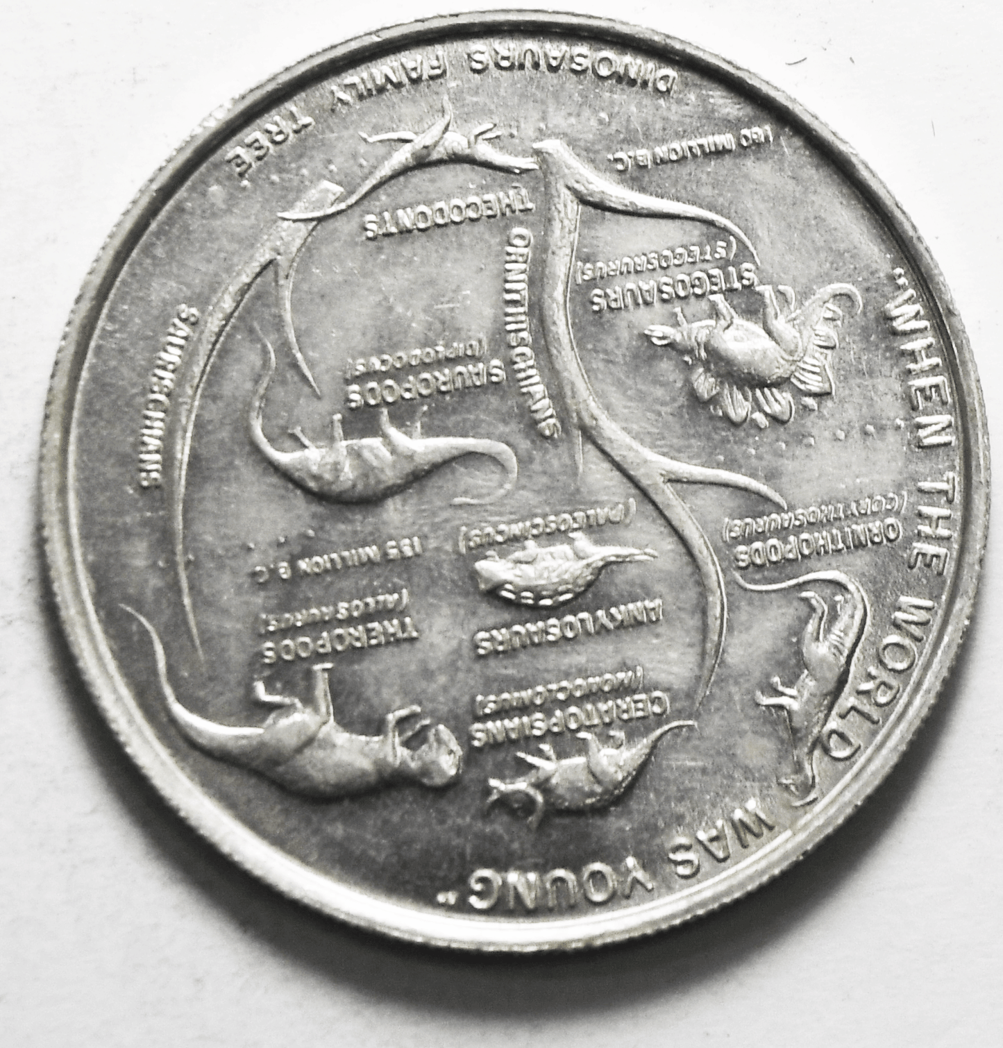 Brontosaurus Dinosaur Family Tree When World Was Young Aluminum Token 39mm