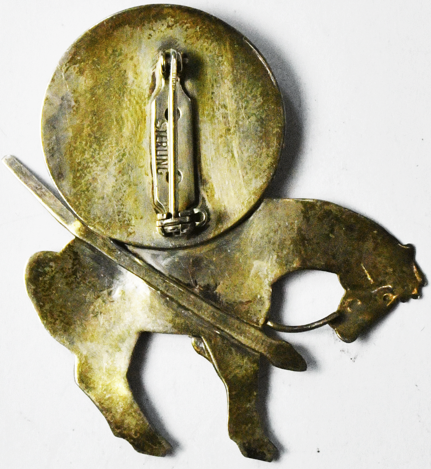 Sterling Silver End of the Trail Fraser Waupun Brooch Pin 40mm  x 48mm