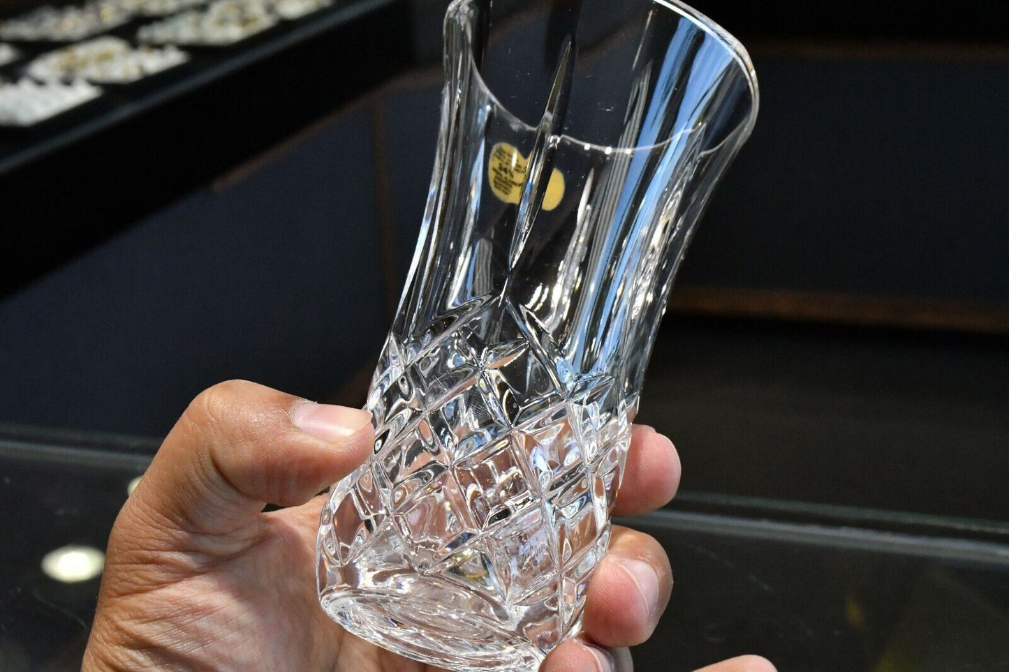 (RCR) Royal Crystal Rock Italy 24% Lead Crystal 5" Pineapple Cut Vase