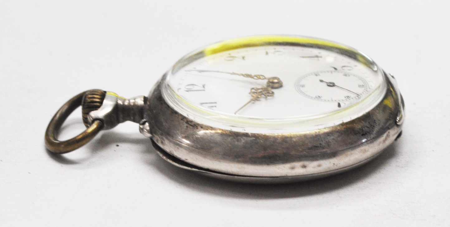 Union Watch Co Size 16 Open Face Swiss Pocket Watch 800 Fine Silver