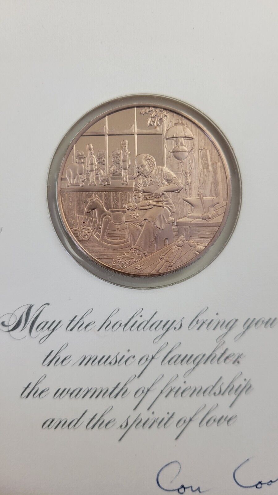 Vintage 1976 Franklin Mint Christmas Holiday Card Coin The First Christmas