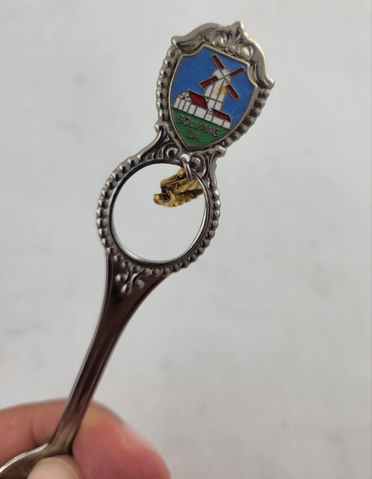 Vintage Windmill Holland & Solvang California Souvenir Spoon Viking Boat