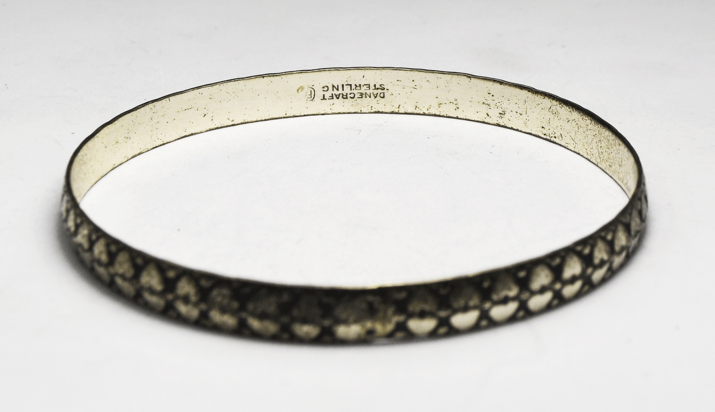 Sterling Silver Danecraft Double Heart Small Bangle Bracelet 6mm