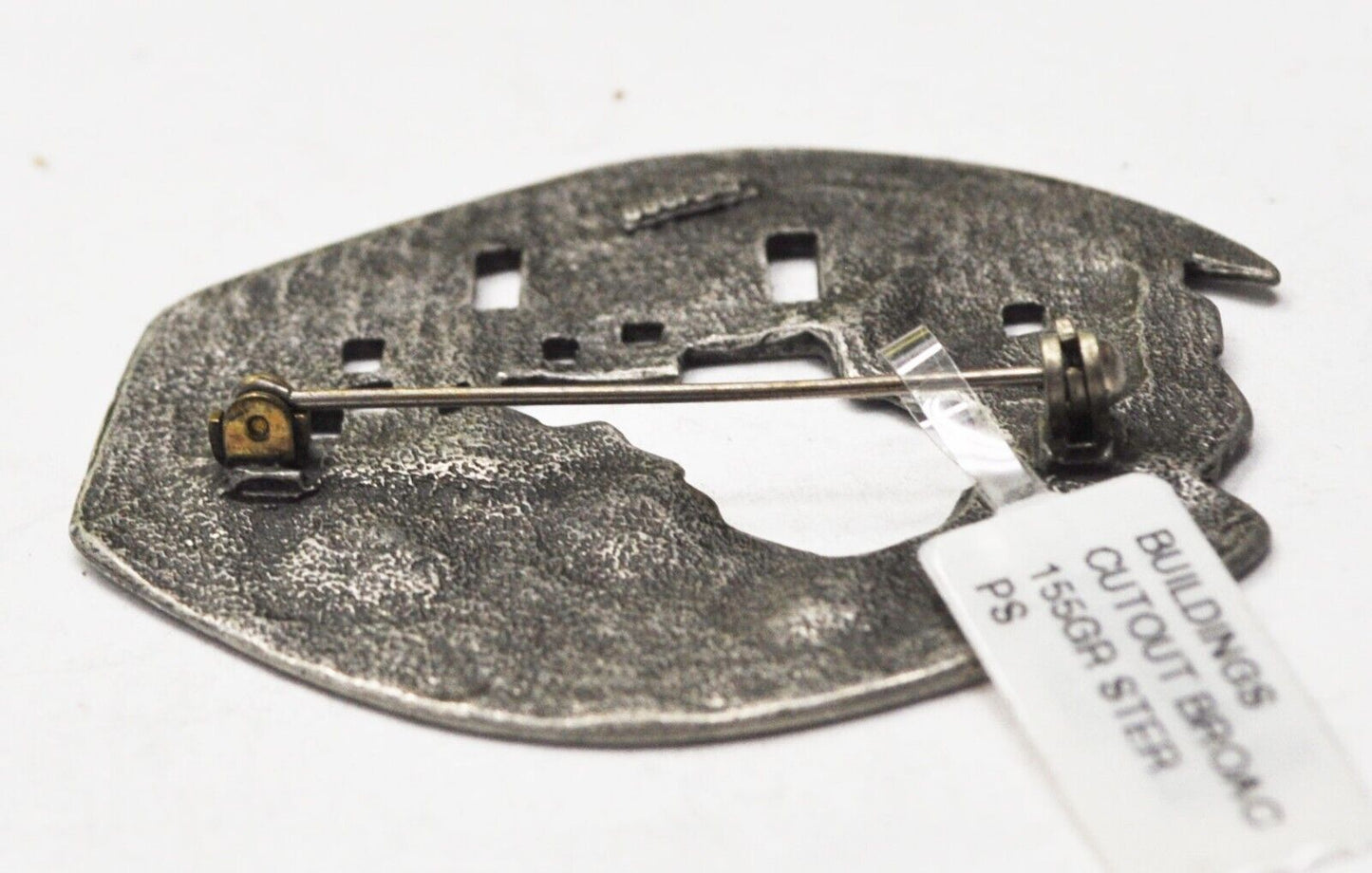 Pewter JJ Jonette Pueblo Landscape 1988 Brooch Pin 55mm x 46mm