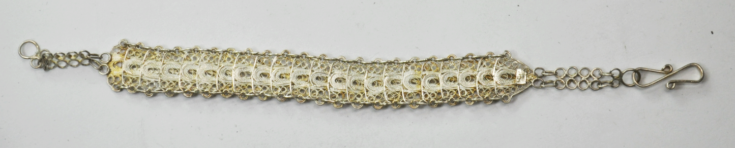 Sterling Silver Rocket Triangle Link Filigree Toggle Bracelet 14mm 7.25"