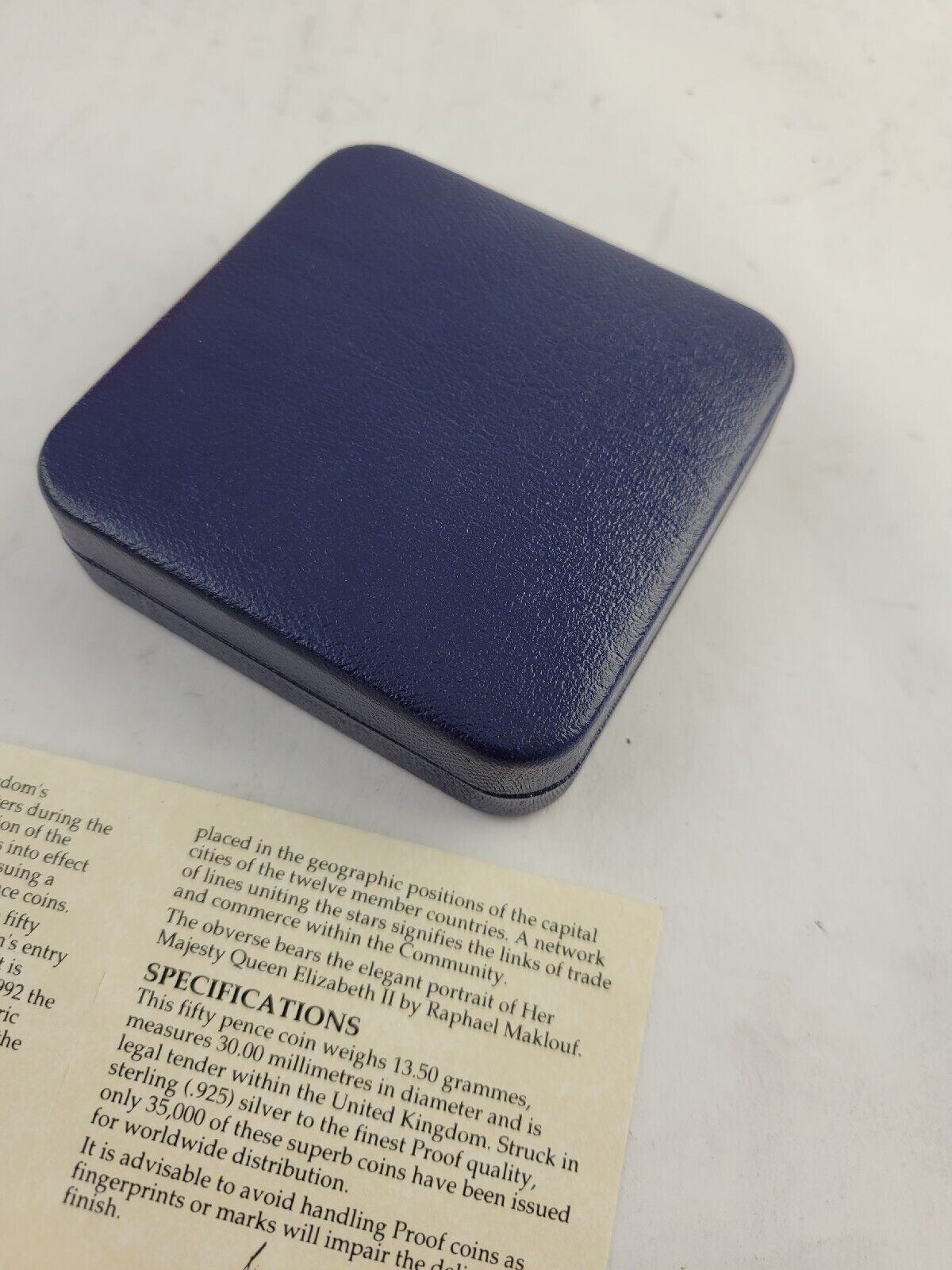 1992 1993 Silver Proof Fifty Pence Commemorative Coin w/Box & Paperwork