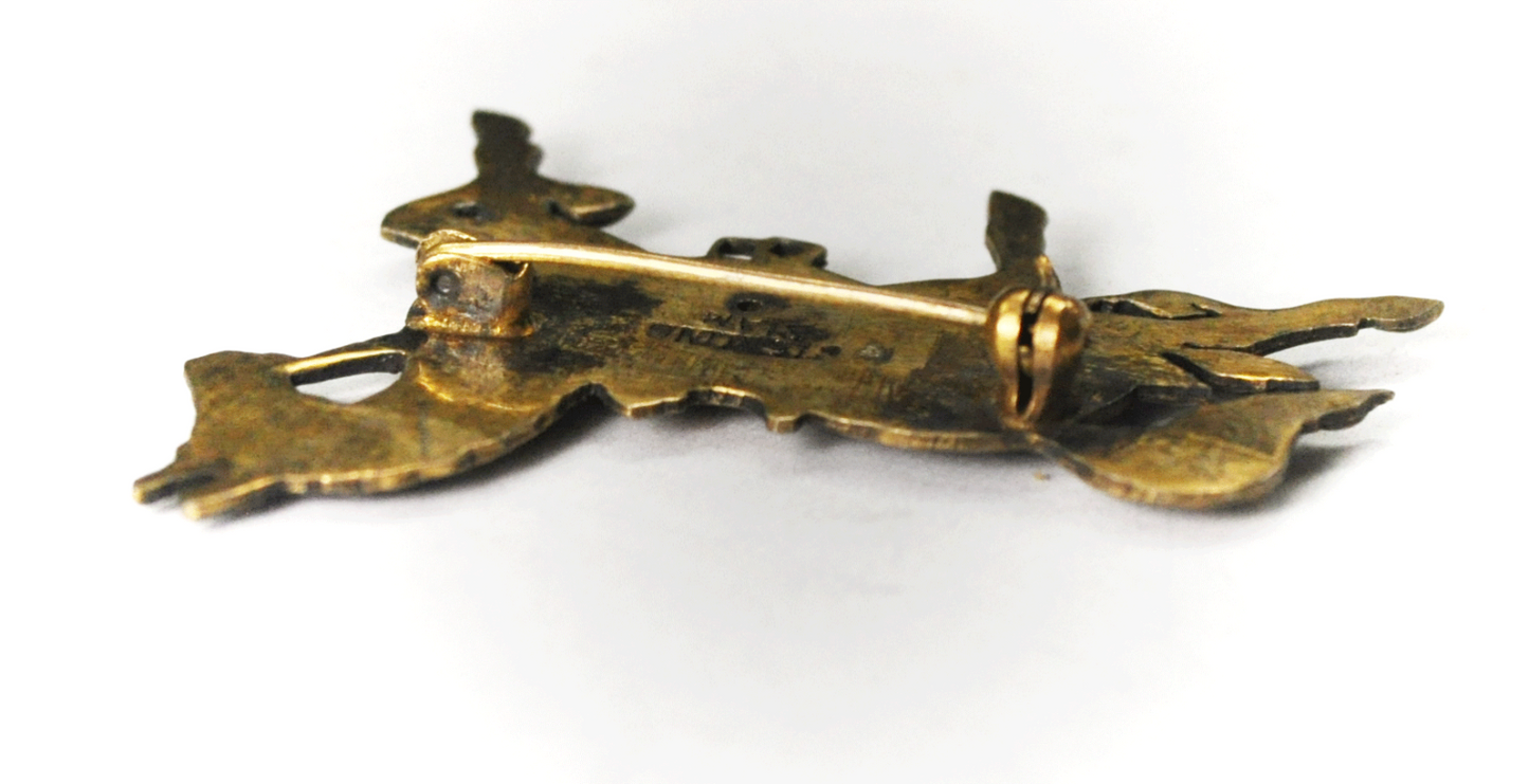 Sterling Siam Black Enamel Horse Brooch Pin 2" x 1-1/2"