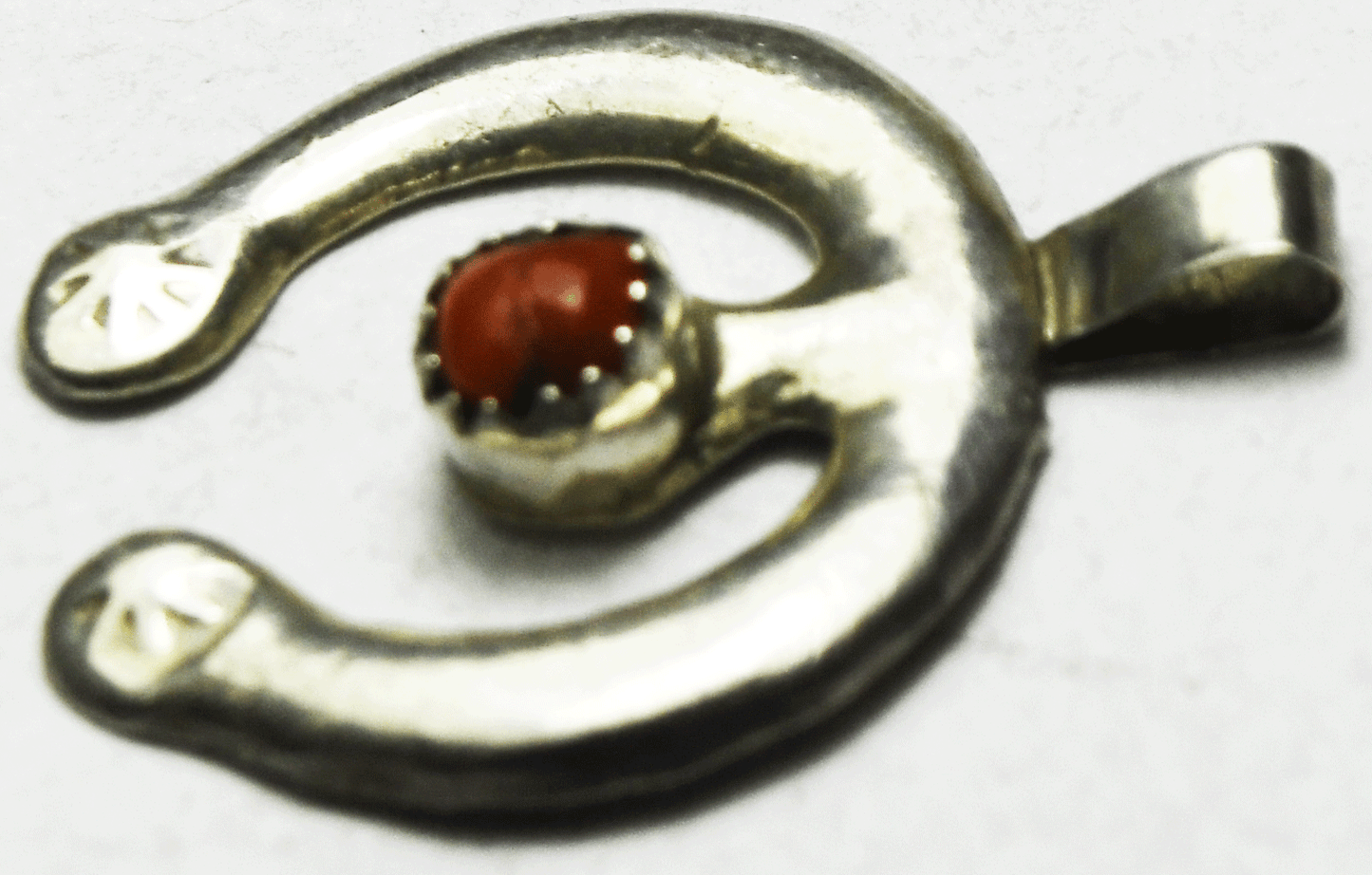 Sterling Silver Sand Cast Naja Coral Horseshoe Crescent Pendant 21mm x 27mm