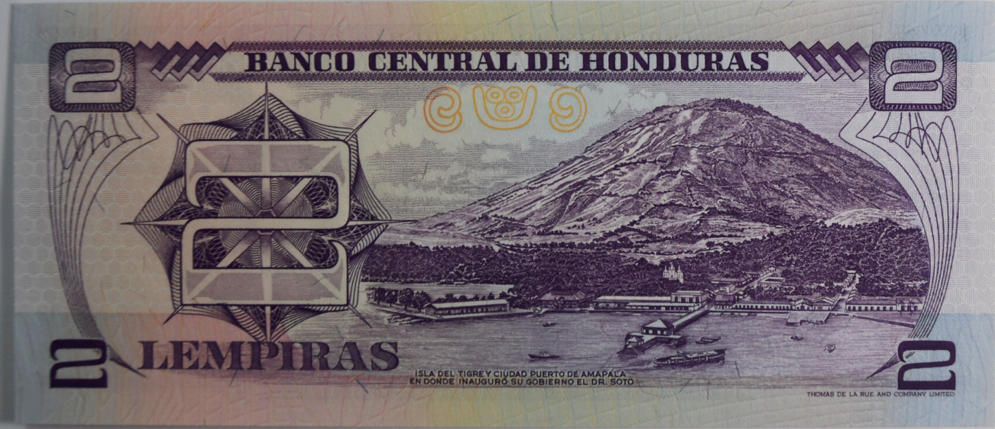 1993 Honduras 2 Lempiras Uncirculated Banknote D1072063