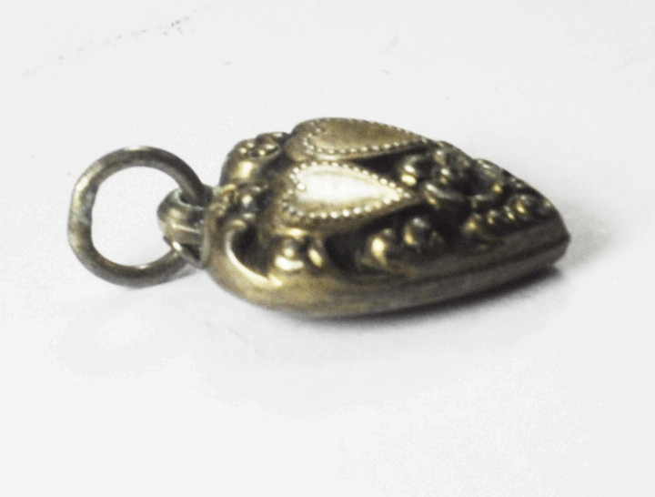 Antique Sterling Silver Double Heart Flower Puffy Heart Charm 18mm