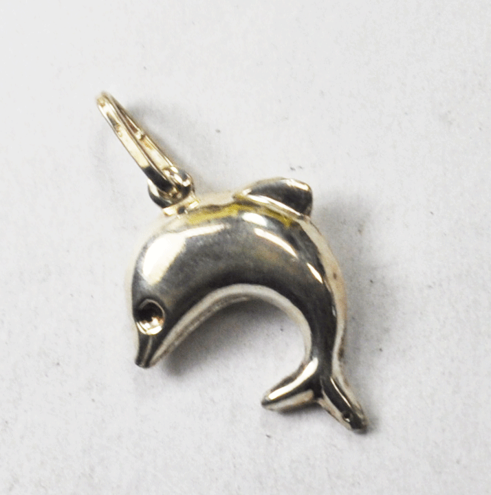 Sterling Silver Italy Puffy Jumping Curved Dolphin Pendant 2.5g 1-1/2" x 22mm