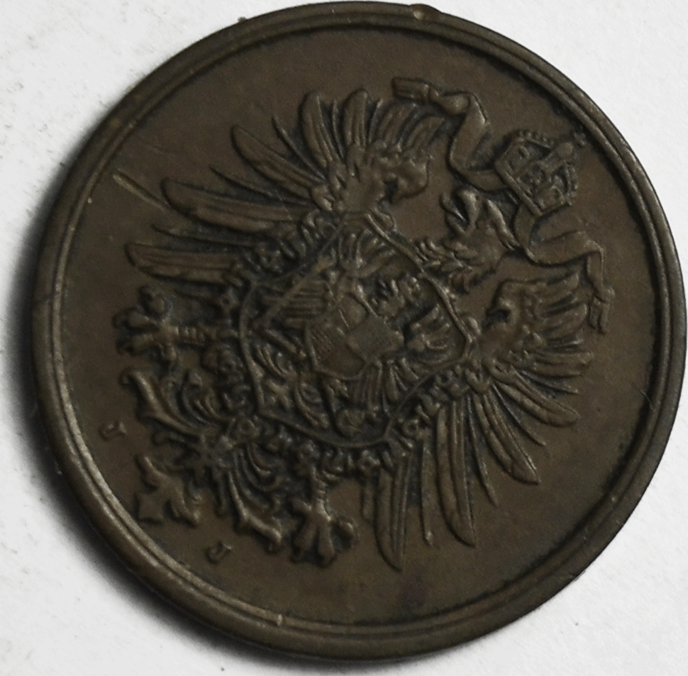 1875 J Germany Empire 2 Pfennig KM# 2