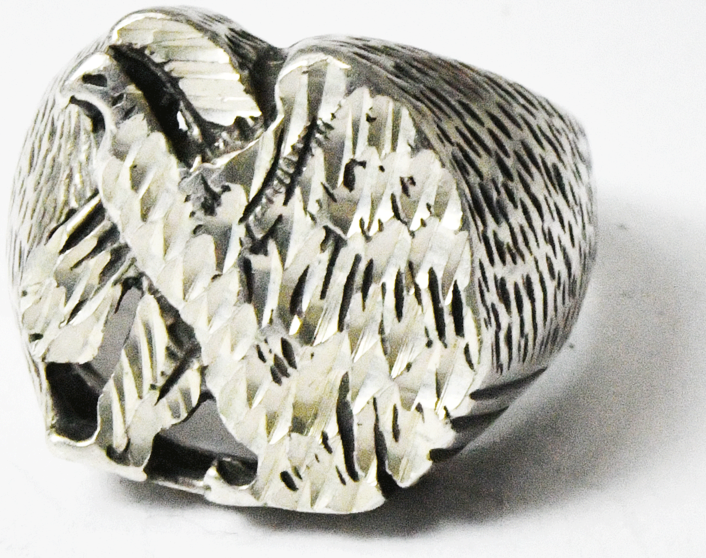 Sterling Silver Horse Head Diamond Cut Ring 18mm Size 9-1/4