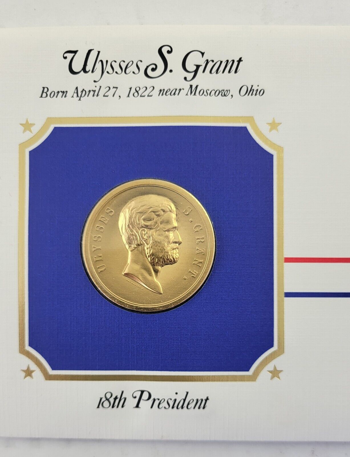 Ulysses Grant Presidential Covers Medal Postal Commemorative Society Gold Plated