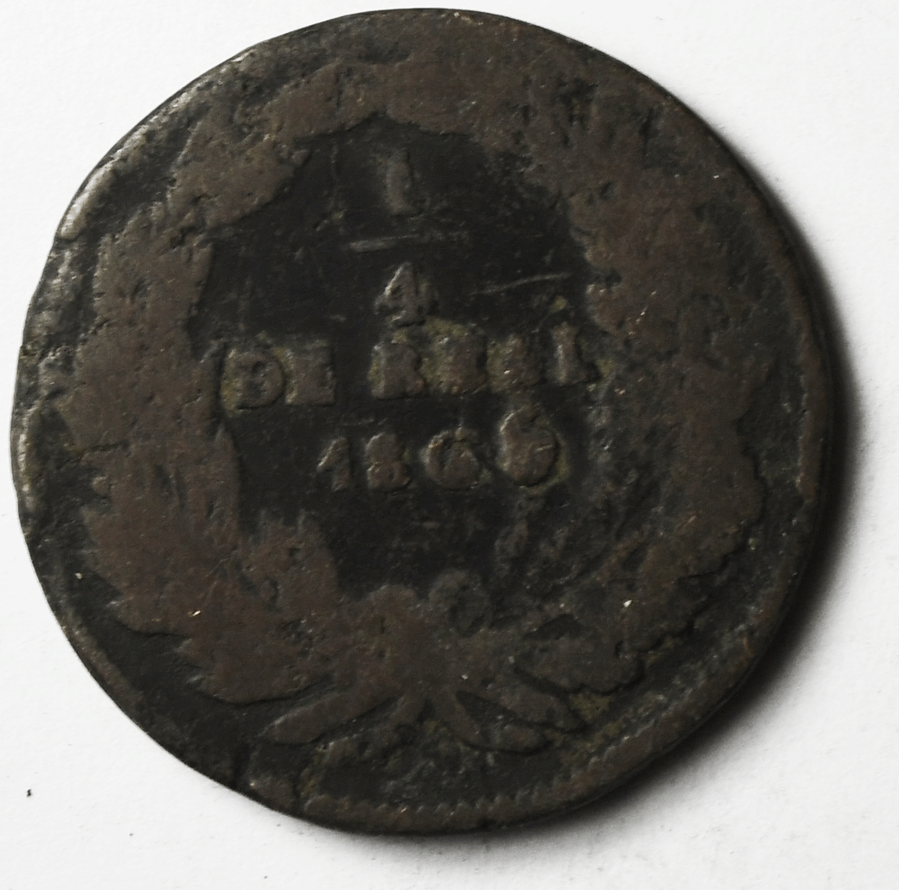 1866 Mexico First Republic Quarter 1/4 Real KM# 344
