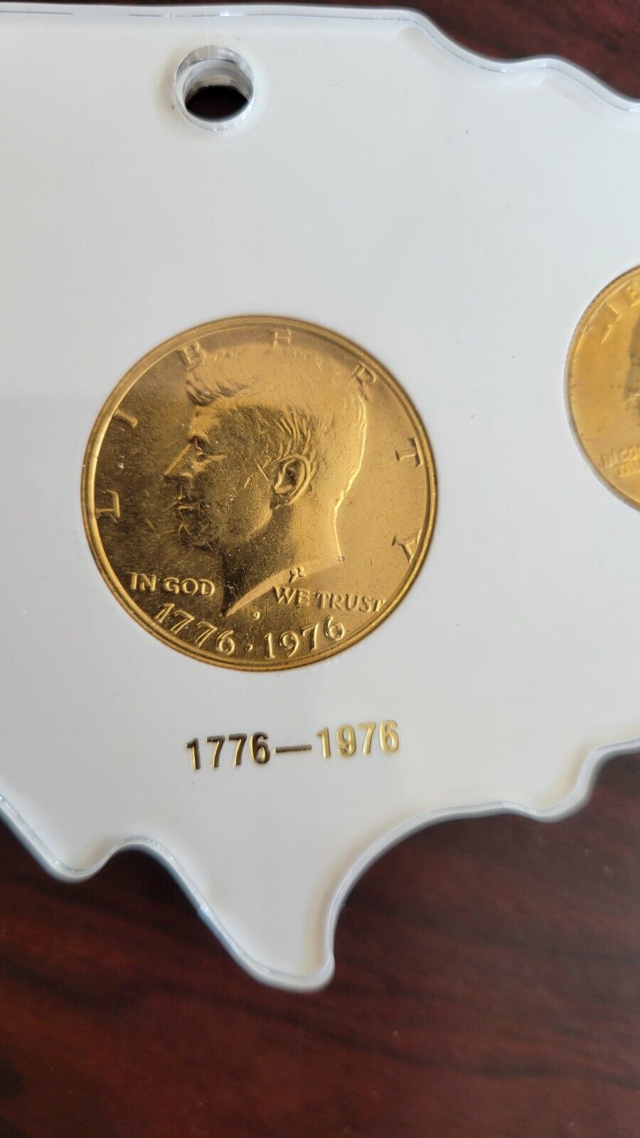 Bicentennial Gold Toned Coinage Liberty Set 1776-1976 Commemorative Acrylic Map