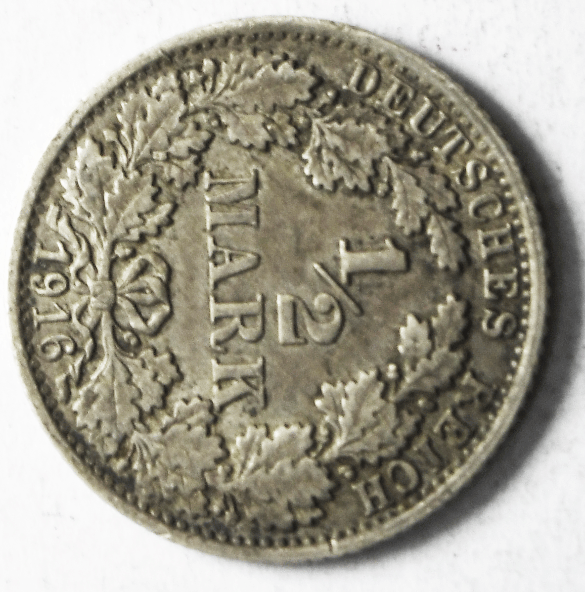 1916 F Germany Empire Silver Half 1/2 Mark Coin KM#17