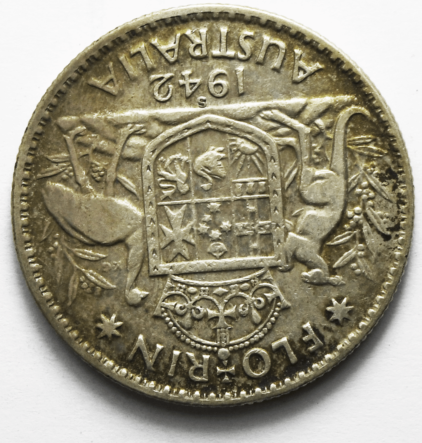 1942 S Australia Florin Silver Coin KM# 40