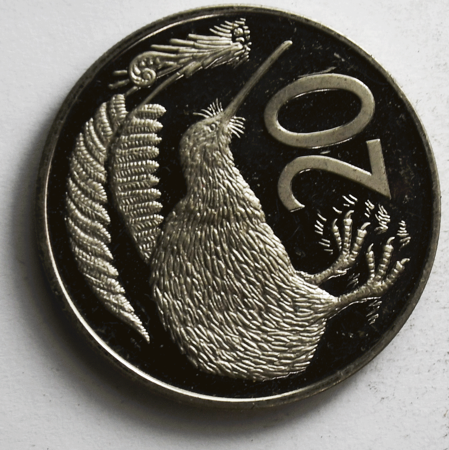 1973 New Zealand Proof 20 Twenty Cents KM# 38.1 Only 8,000 Minted
