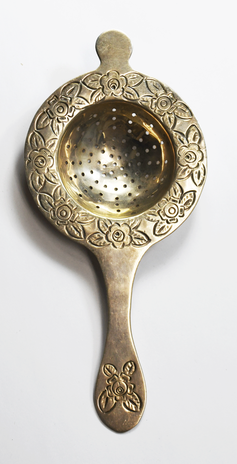 Sterling Silver Mexico Maciel Flower Tea Strainer Infuser 6-3/4"