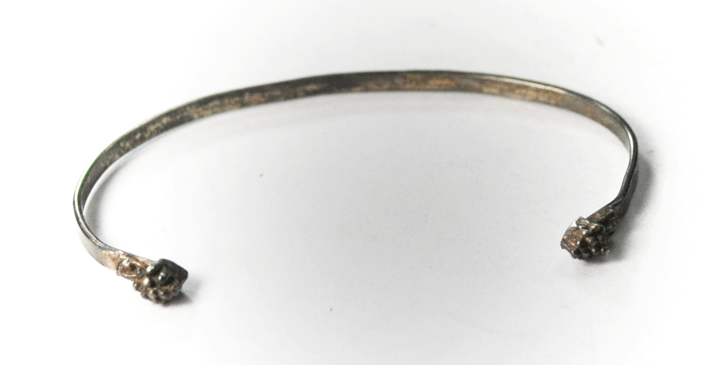 Sterling Silver Jamaica TK WJ 3mm Cuff Bracelet Dot Ends 5-3/8"