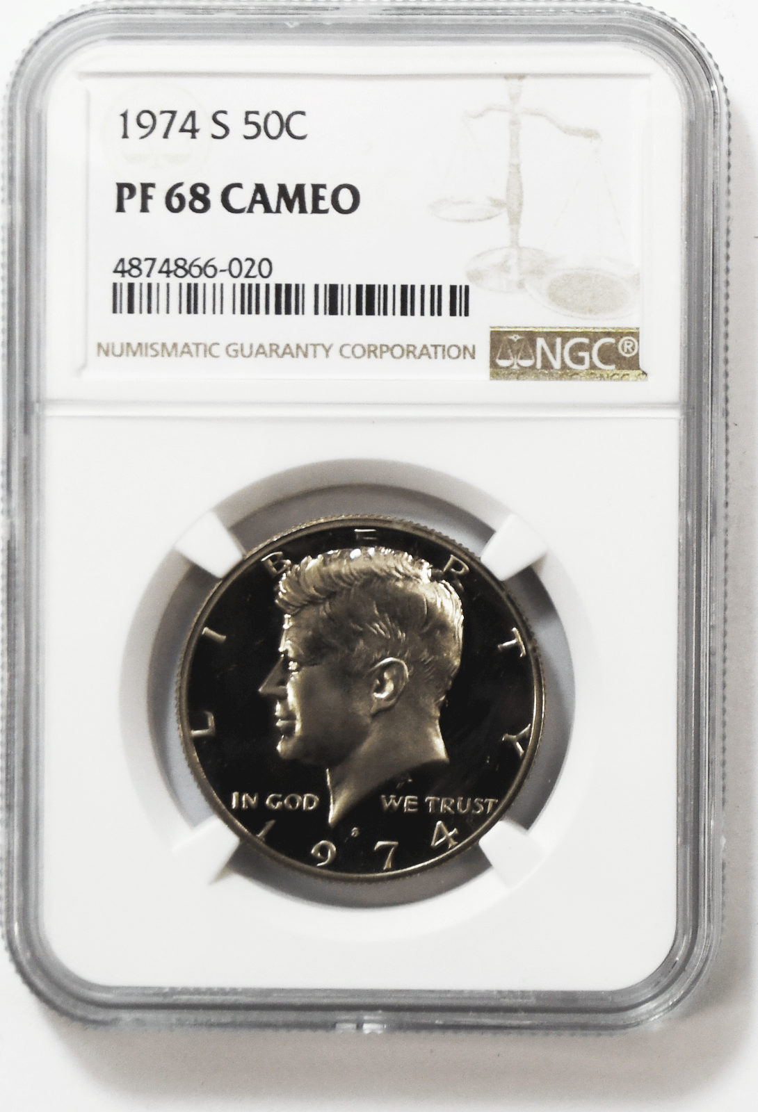 1974 S 50c Kennedy Half Dollar NGC PF68 Cameo Proof San Francisco