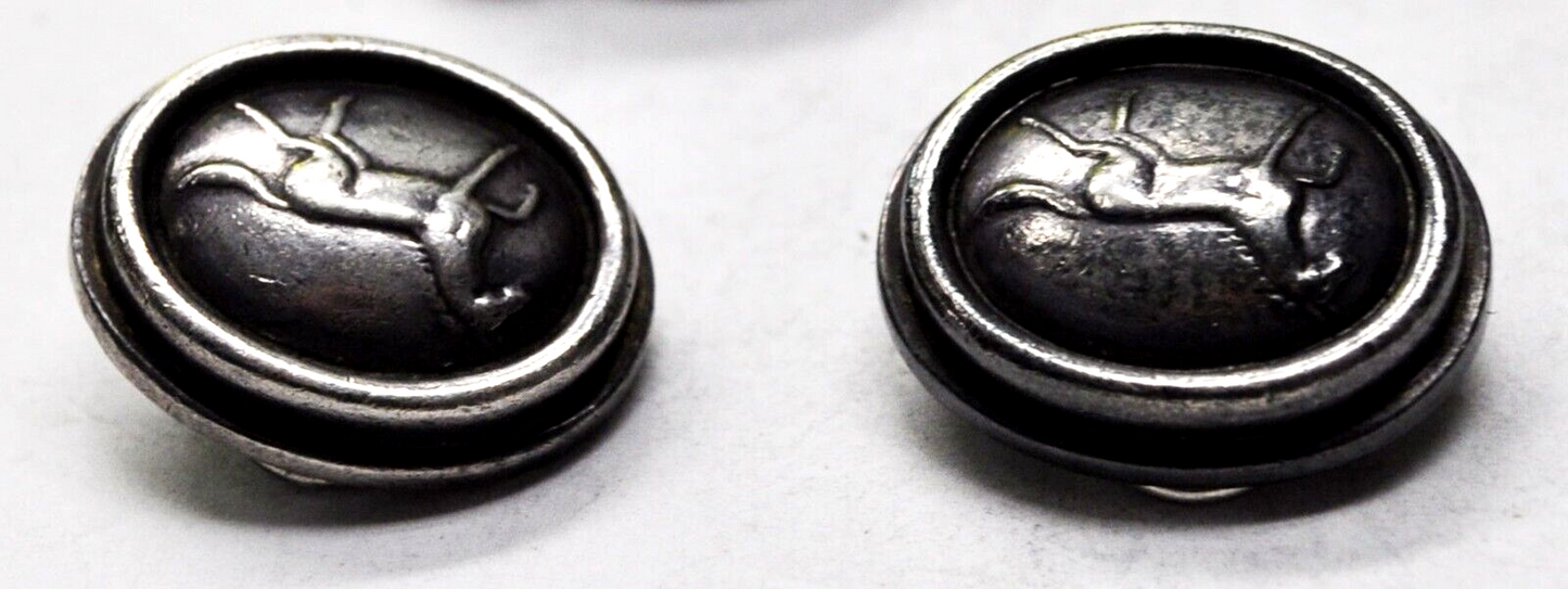 Sterling Silver Kieselstein Cord Horse Equestrian Clip On Earrings 24mm x 20mm